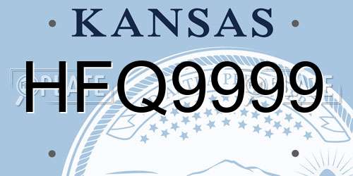 HFQ9999 Kansas License Plate