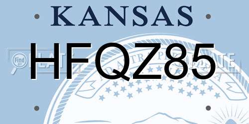 HFQZ85 Kansas License Plate