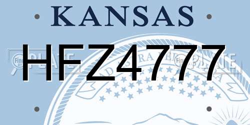 HFZ4777 Kansas License Plate