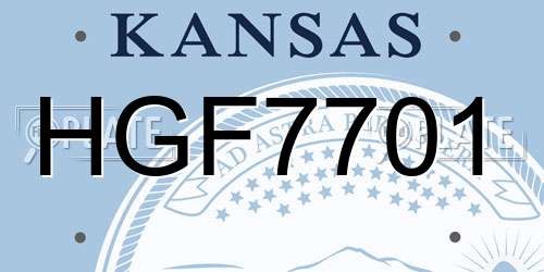 HGF7701 Kansas License Plate