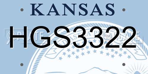 HGS3322 Kansas License Plate