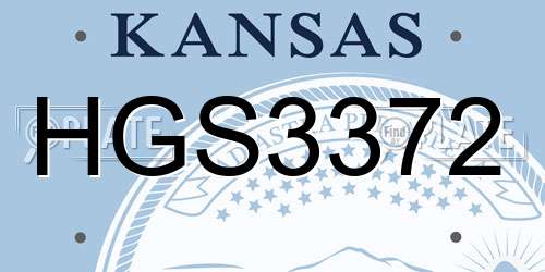 HGS3372 Kansas License Plate