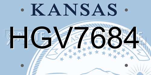 HGV7684 Kansas License Plate
