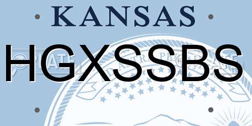 HGXSSBS Kansas License Plate