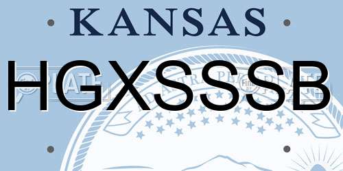 HGXSSSB Kansas License Plate