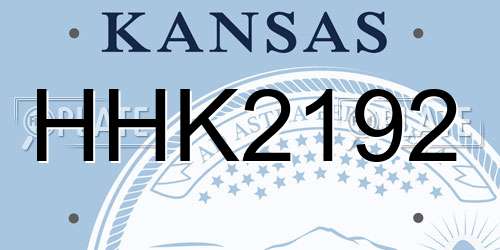 HHK2192 Kansas License Plate