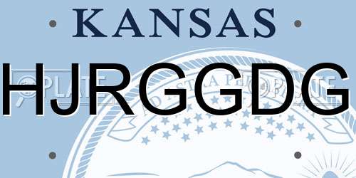 HJRGGDG Kansas License Plate
