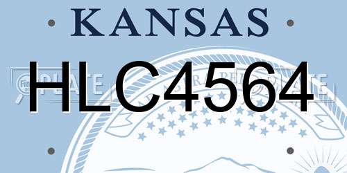 HLC4564 Kansas License Plate