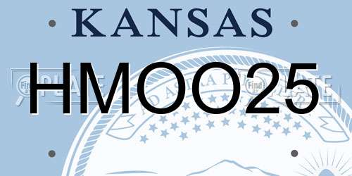 HMOO25 Kansas License Plate