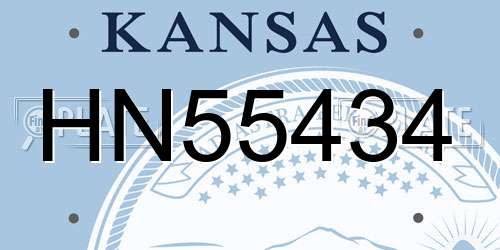 HN55434 Kansas License Plate