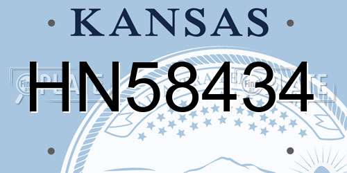 HN58434 Kansas License Plate