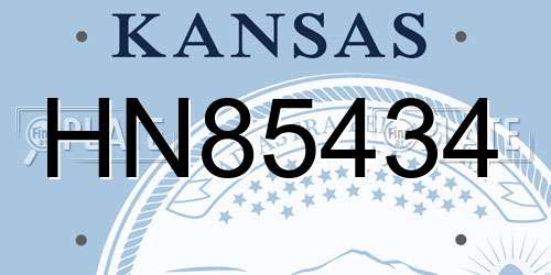 HN85434 Kansas License Plate