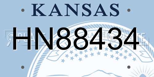 HN88434 Kansas License Plate