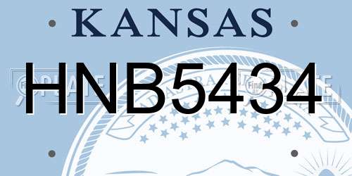 HNB5434 Kansas License Plate