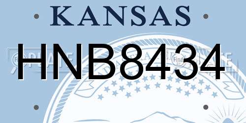 HNB8434 Kansas License Plate