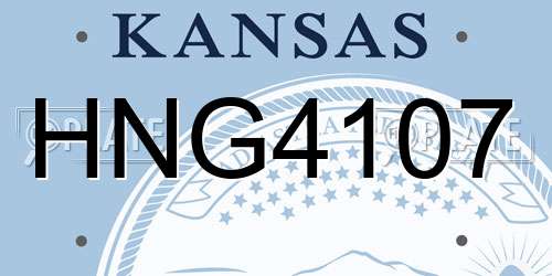 HNG4107 Kansas License Plate