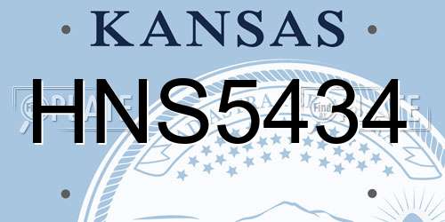 HNS5434 Kansas License Plate