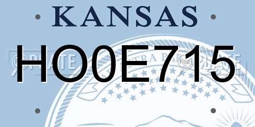 HO0E715 Kansas License Plate