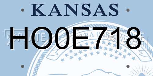 HO0E718 Kansas License Plate