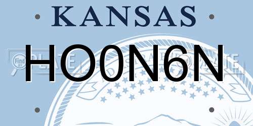 HO0N6N Kansas License Plate