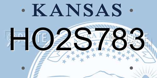 HO2S783 Kansas License Plate