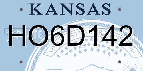 HO6D142 Kansas License Plate