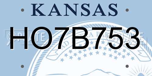 HO7B753 Kansas License Plate