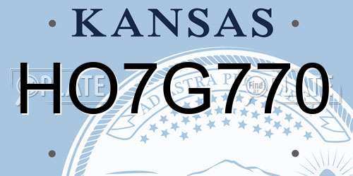 HO7G770 Kansas License Plate