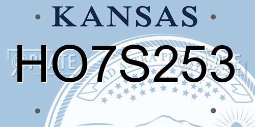 HO7S253 Kansas License Plate
