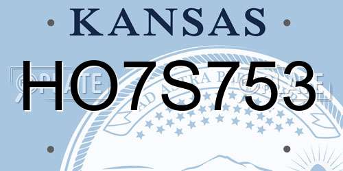 HO7S753 Kansas License Plate