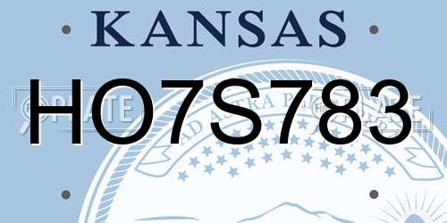 HO7S783 Kansas License Plate