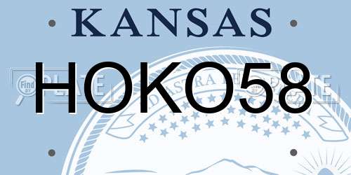 HOKO58 Kansas License Plate