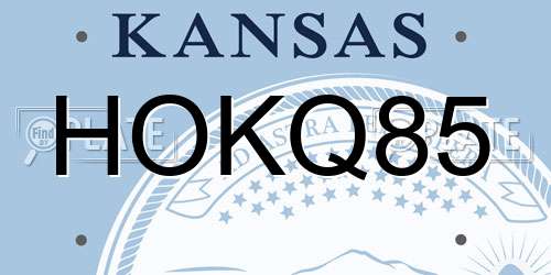 HOKQ85 Kansas License Plate
