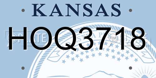 HOQ3718 Kansas License Plate