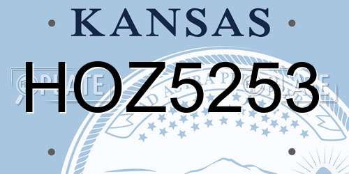 HOZ5253 Kansas License Plate