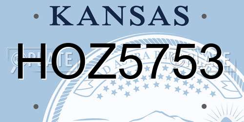 HOZ5753 Kansas License Plate