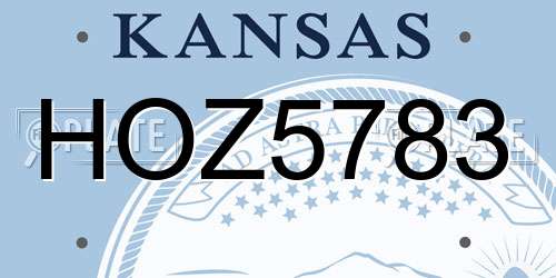 HOZ5783 Kansas License Plate