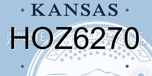 HOZ6270 Kansas License Plate