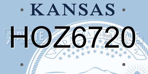 HOZ6720 Kansas License Plate