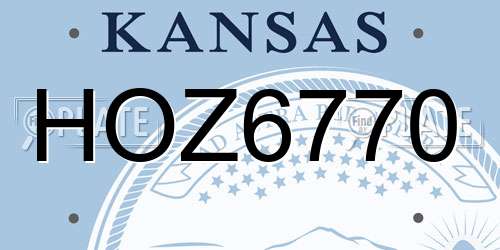HOZ6770 Kansas License Plate