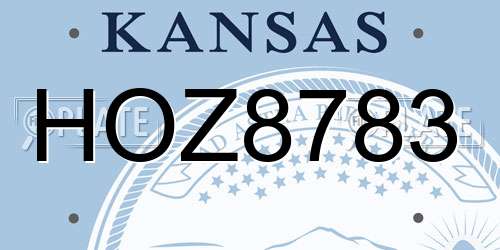 HOZ8783 Kansas License Plate