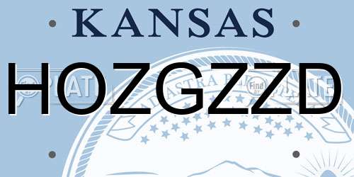 HOZGZZD Kansas License Plate