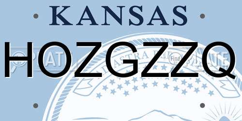 HOZGZZQ Kansas License Plate