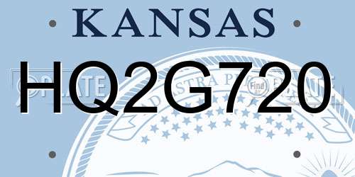 HQ2G720 Kansas License Plate