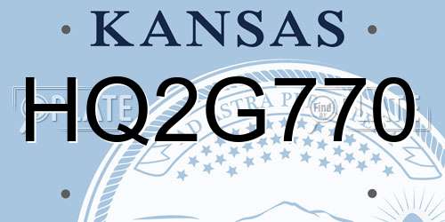 HQ2G770 Kansas License Plate
