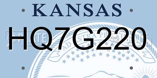 HQ7G220 Kansas License Plate