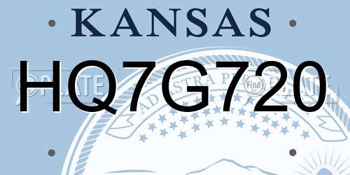 HQ7G720 Kansas License Plate