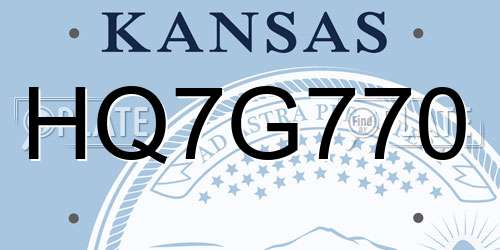HQ7G770 Kansas License Plate