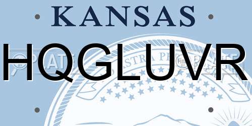 HQGLUVR Kansas License Plate