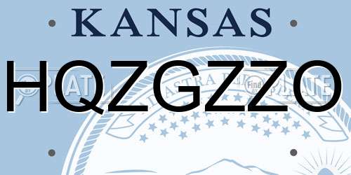 HQZGZZO Kansas License Plate